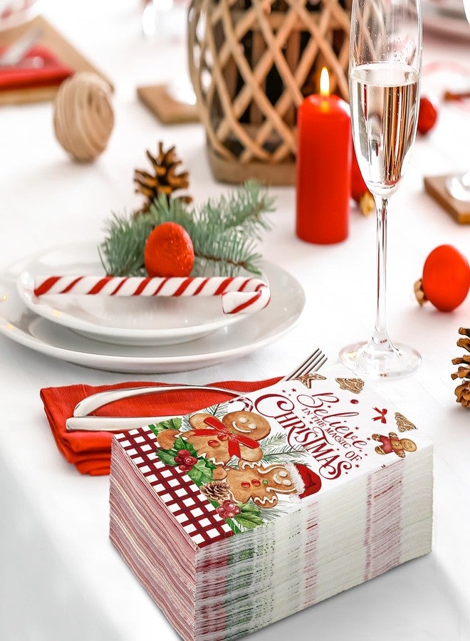 JarThenaAMCS 100Pcs Christmas Guest Napkins Watercolor Gingerbread Man Disposable Paper Napkins Cartoon Winter Holiday Dinner Hand Napkin for Birthday Baby Shower Bathroom - Image 4